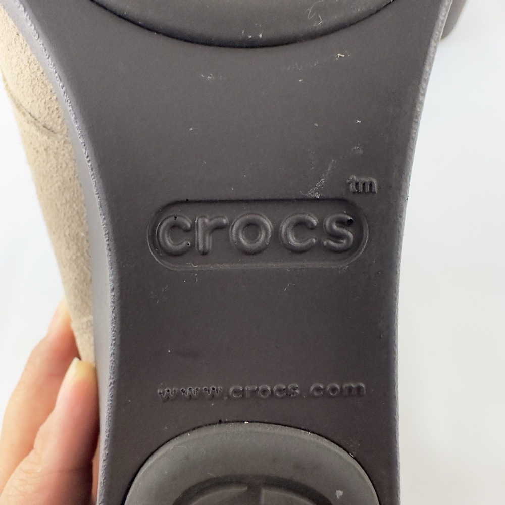 Crocs Women's Suede Wedge Ankle Boots Size 10 Taupe - Picture 10 of 11
